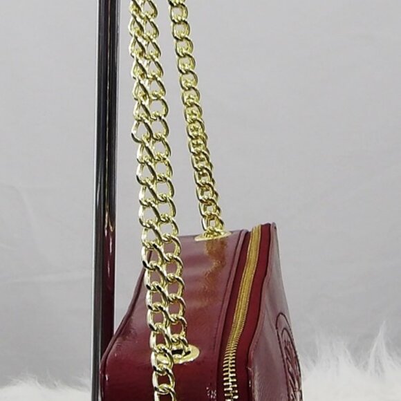 Anne Klein Leo Legacy VI Side Purse Bordeaux Faux Leather Gold Hardware NWT - Picture 4 of 15